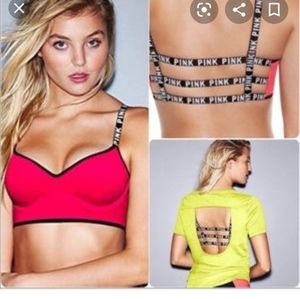 Pink cage back bralette